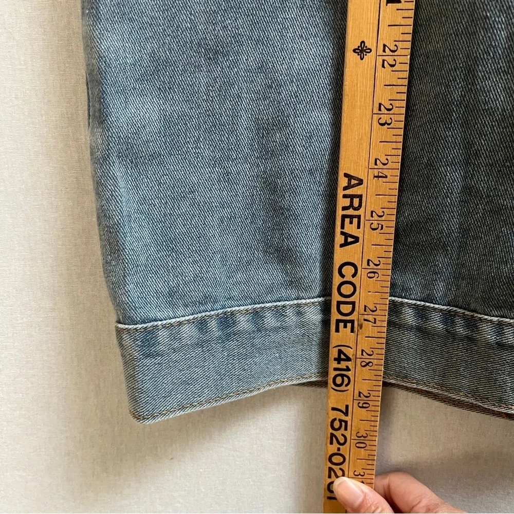 Oversized Light Wash Denim Vest Detachable Gray Hood M - Picture 6 of 8